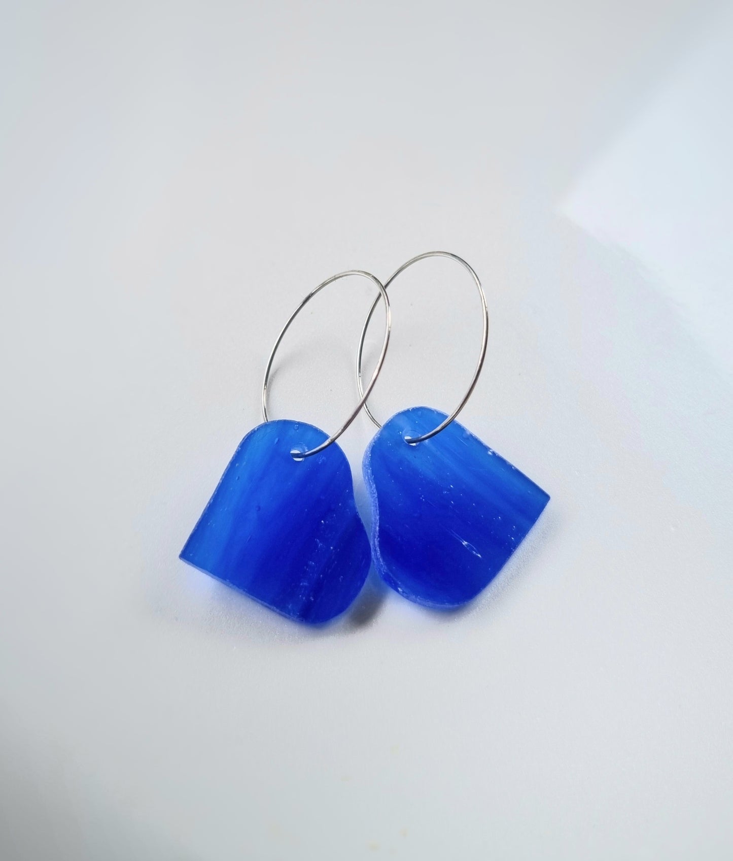 NEW Heart-shaped Earrings, 'Midnight sky' glass