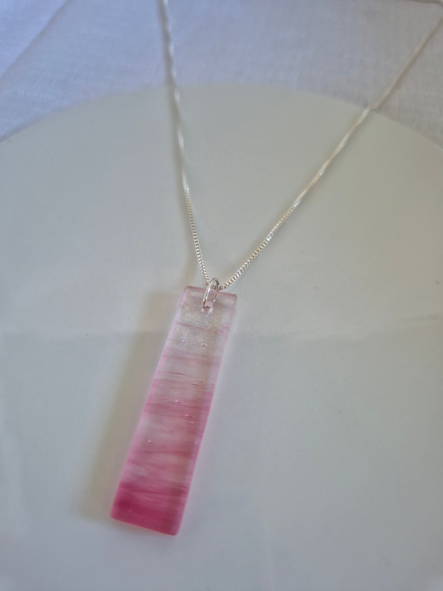 NEW 'Pink Gin' Glass, Sterling silver Necklace
