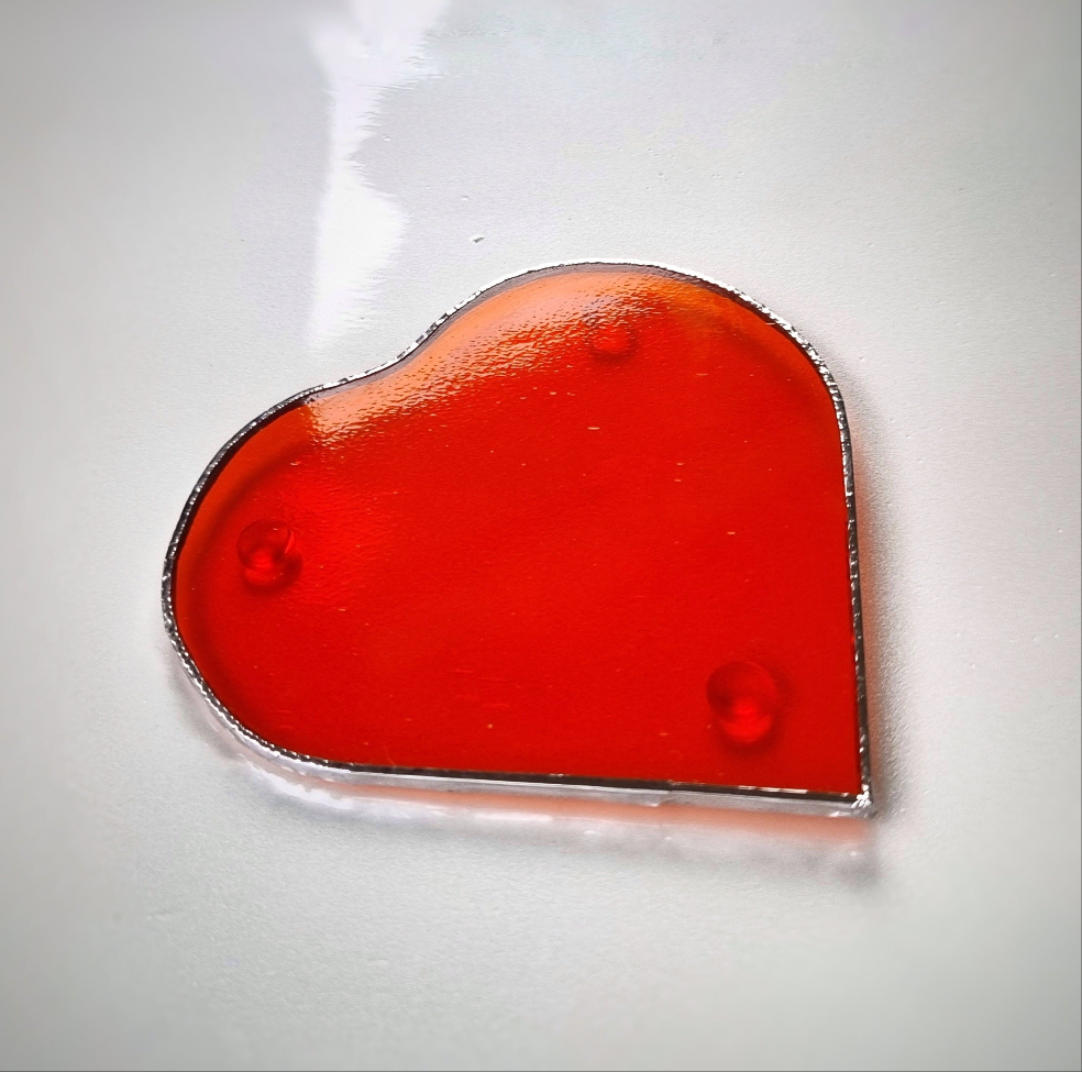 Heart-Shaped Glass Coaster - Retro Orange - NEW