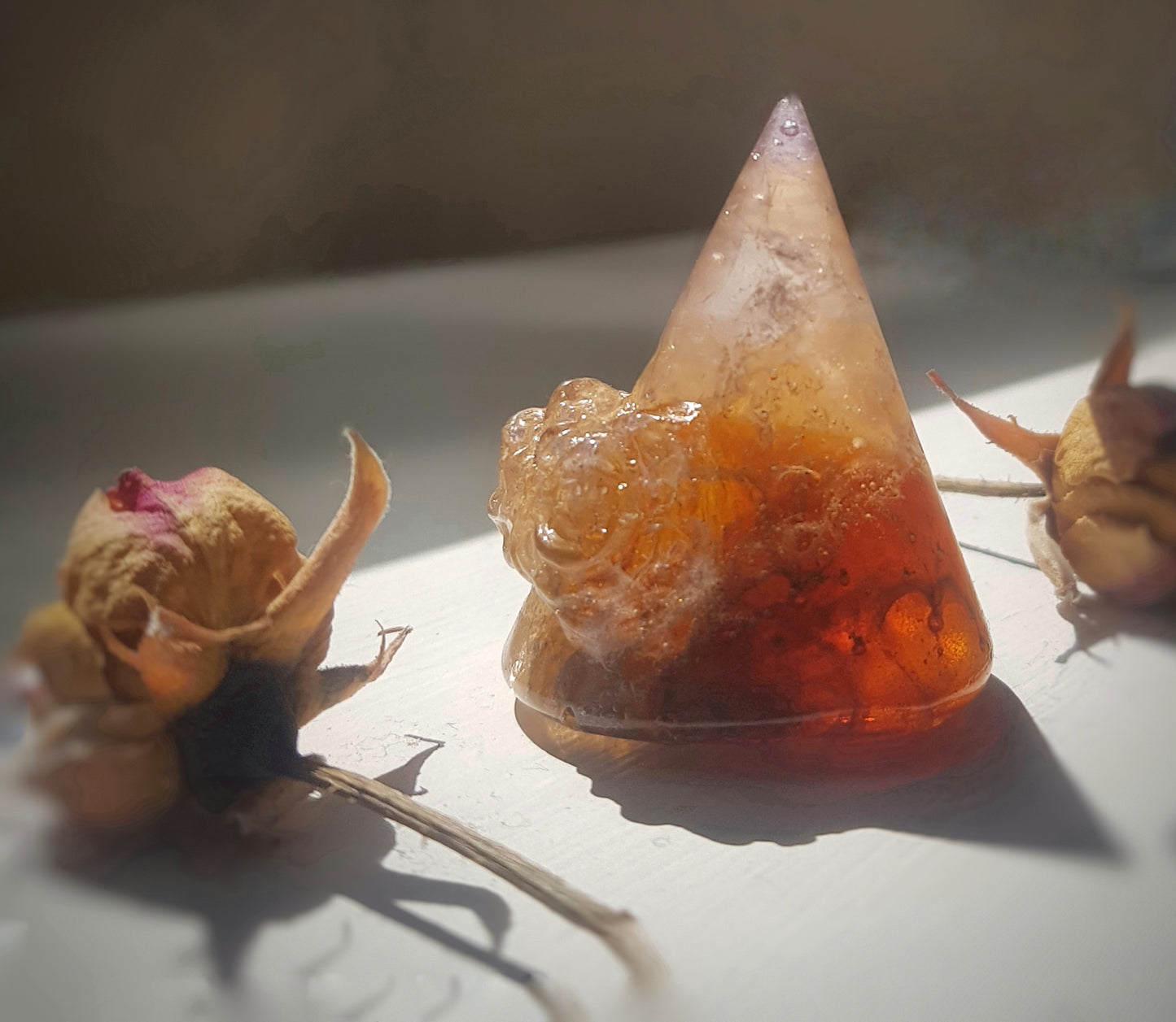 Cast glass - Ring holder , Triple Rose (limited one)