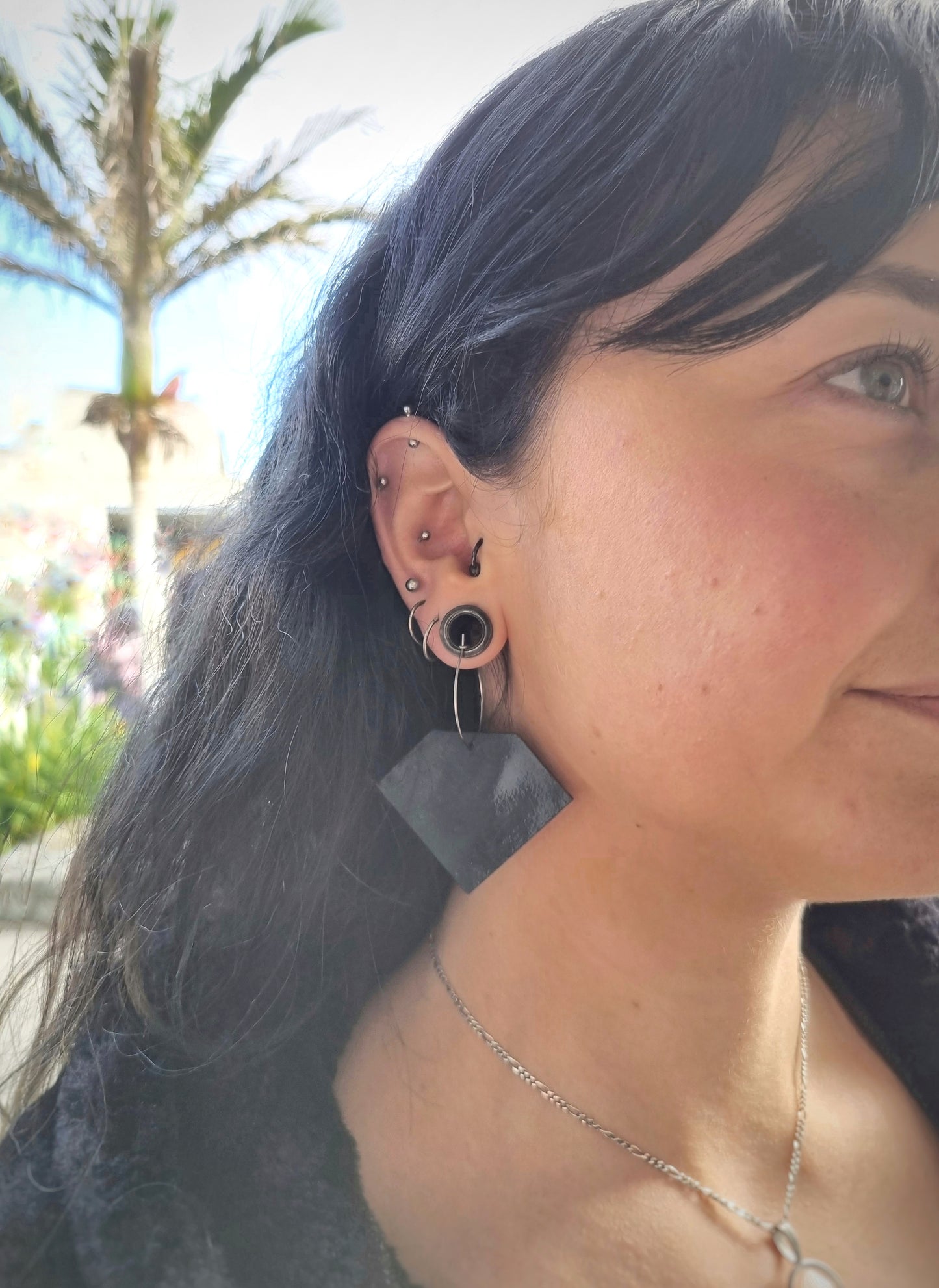 Earrings - Diamond, 'Onyx' black glass