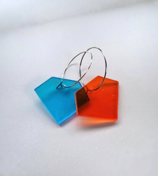 Diamond-shaped Earrings, glass (colour mix)