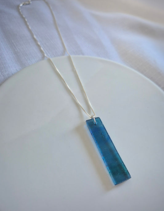 NEW 'Paua' Glass, Sterling silver Necklace