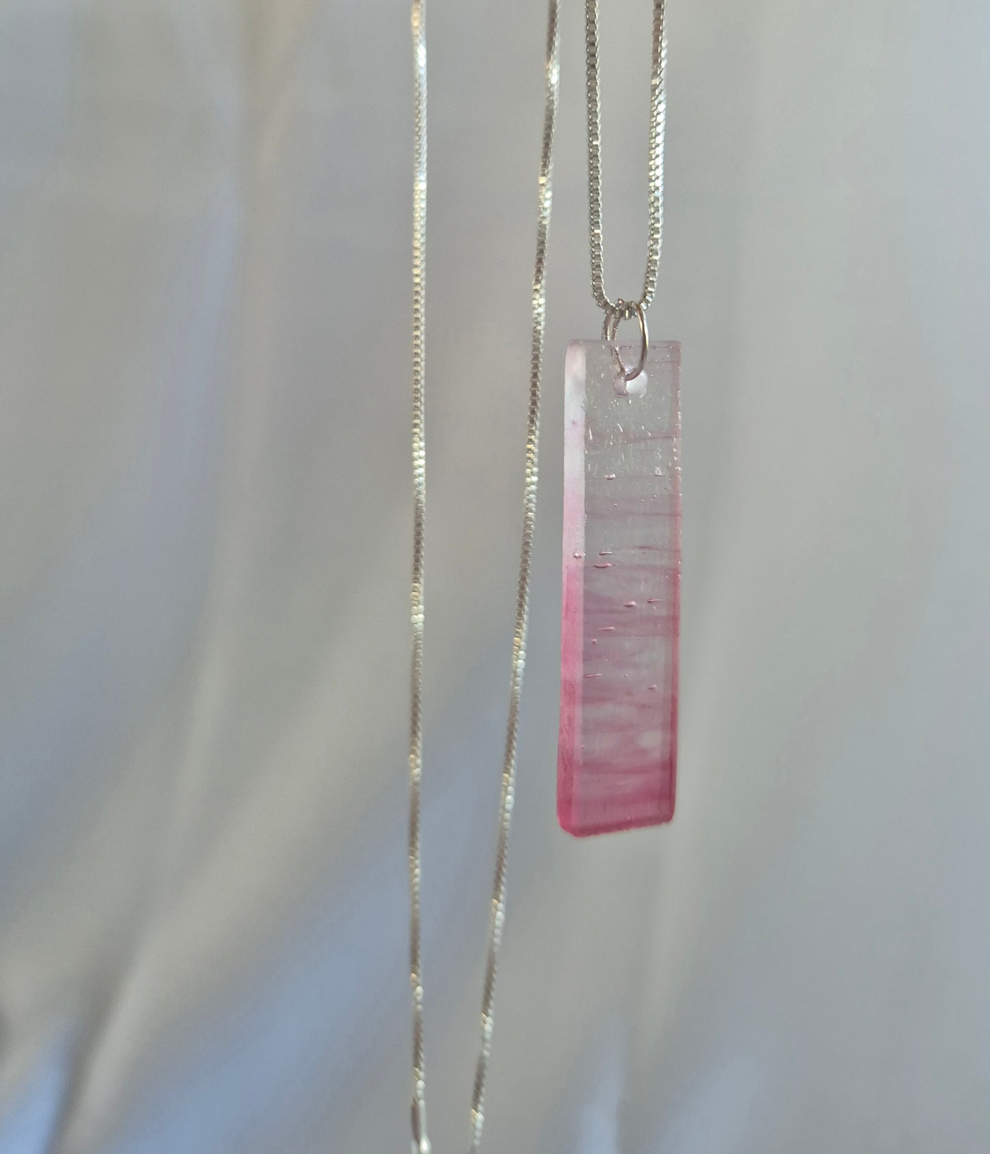 NEW 'Pink Gin' Glass, Sterling silver Necklace
