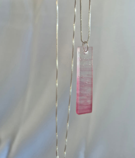 NEW 'Pink Gin' Glass, Sterling silver Necklace