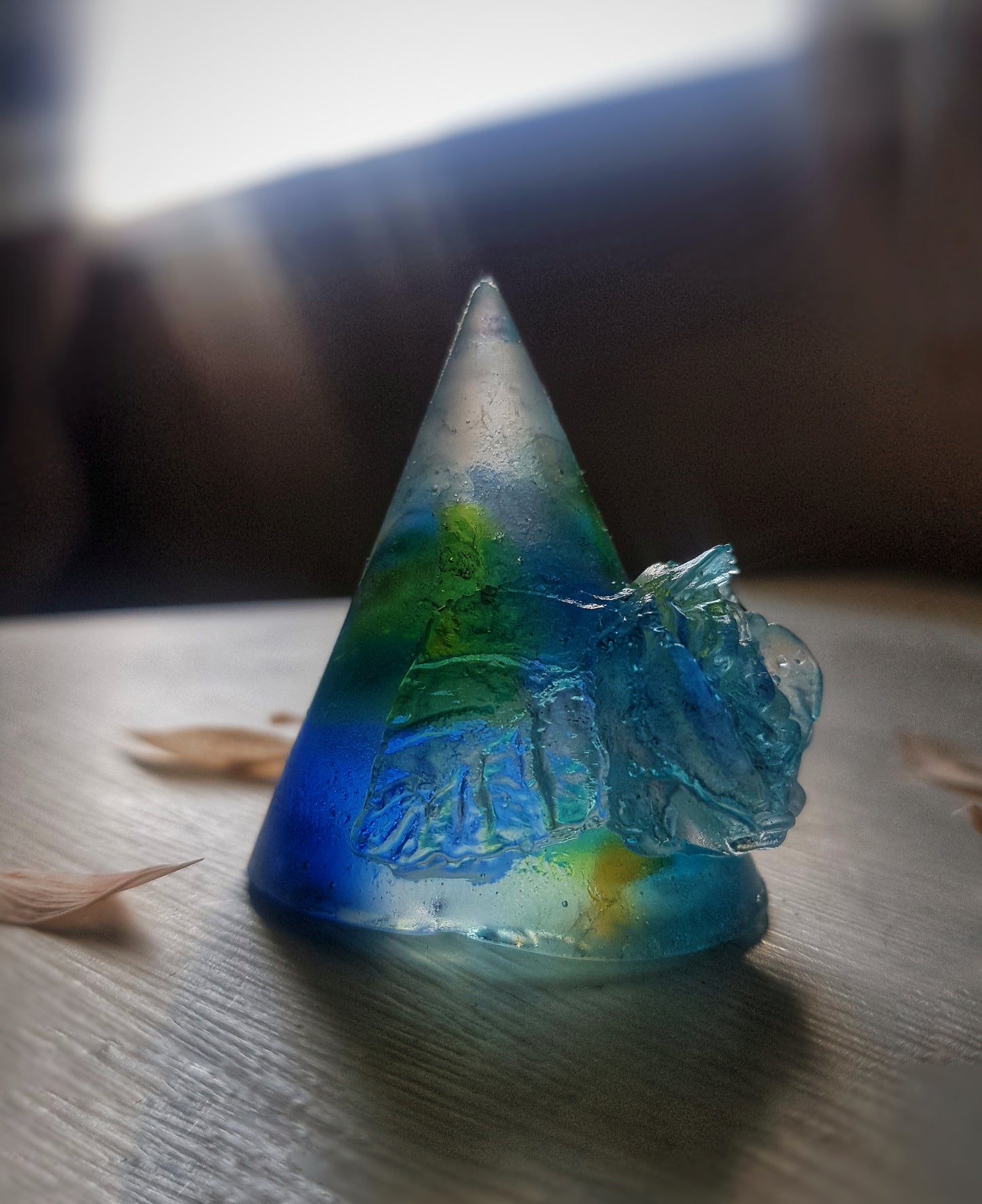 Cast glass - Ring holder , Rose & leaf (limited one)