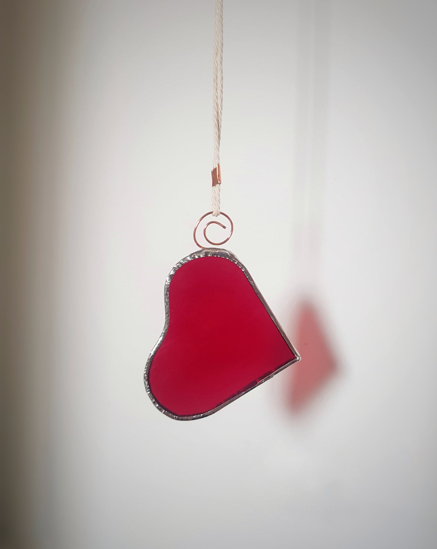 Hanging Glass Heart , Ruby Red