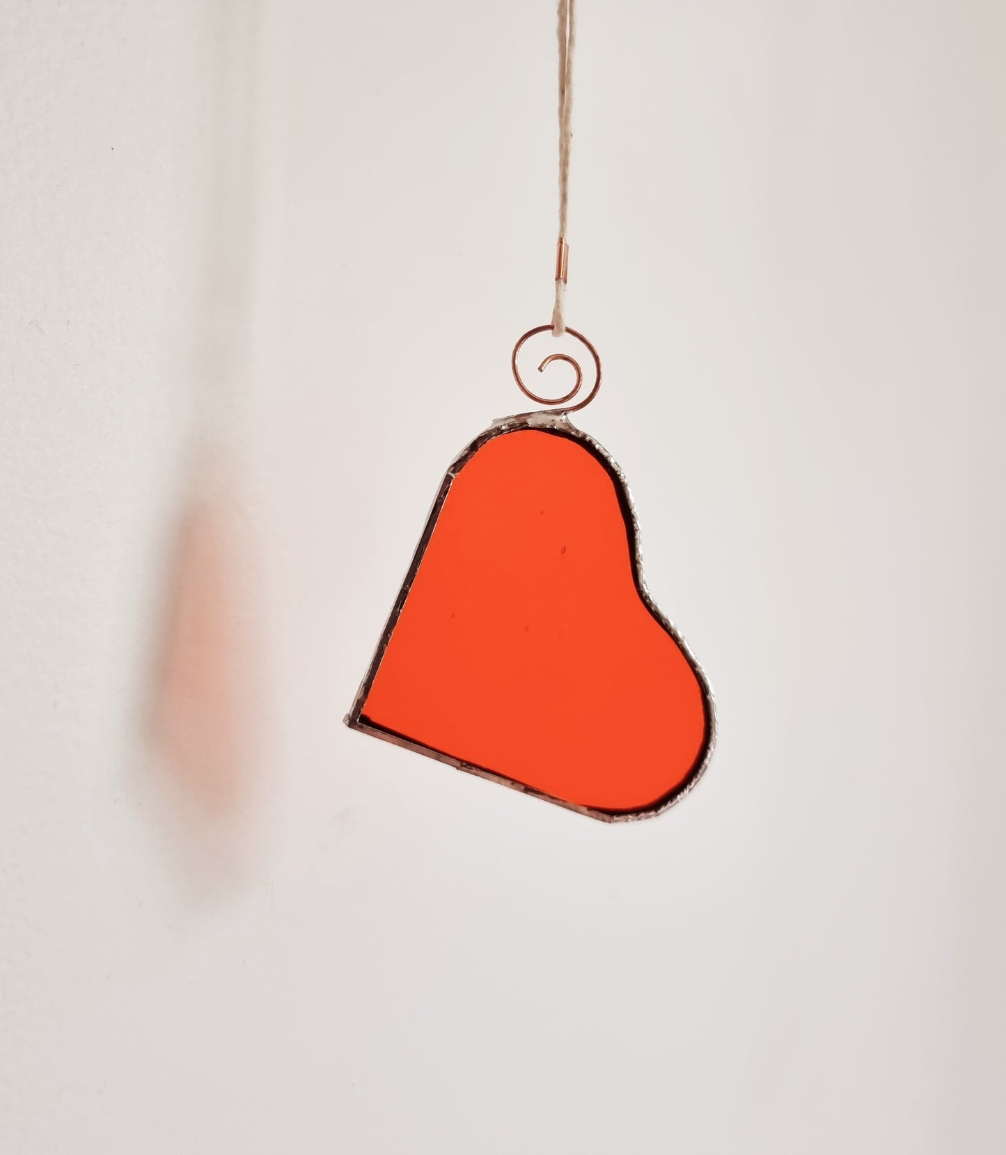 Hanging Glass Heart, Retro Orange