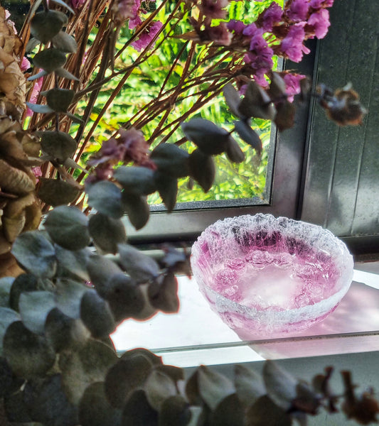 Cast Glass - 'Circle of Floating Roses' bowl, Medium